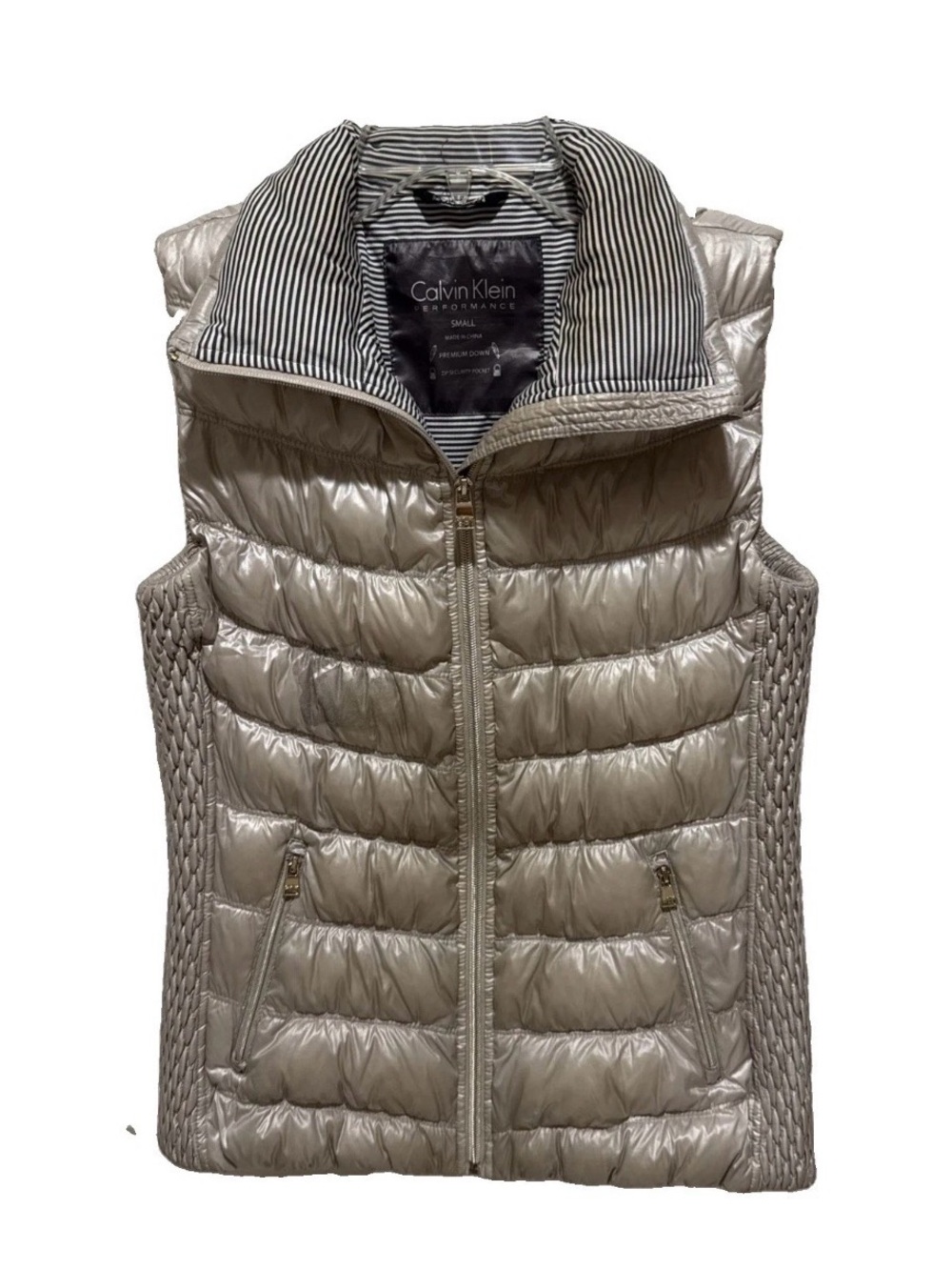 Calvin Klein Metallic Silver Quilted Packable Vest - Women's